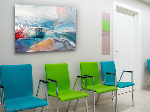 Blue Orange Glass Wall Decor Tempered Glass Wall Art, Marble Pattern Gift Fluid Glass Abstract Pattern Glass Abstract Art Glass Art