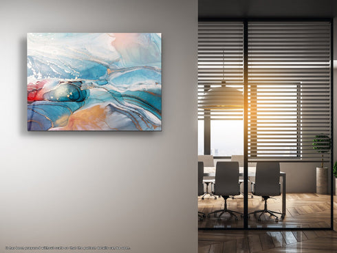 Blue Orange Glass Wall Decor Tempered Glass Wall Art, Marble Pattern Gift Fluid Glass Abstract Pattern Glass Abstract Art Glass Art