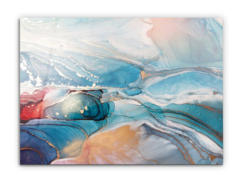 Blue Orange Glass Wall Decor Tempered Glass Wall Art, Marble Pattern Gift Fluid Glass Abstract Pattern Glass Abstract Art Glass Art