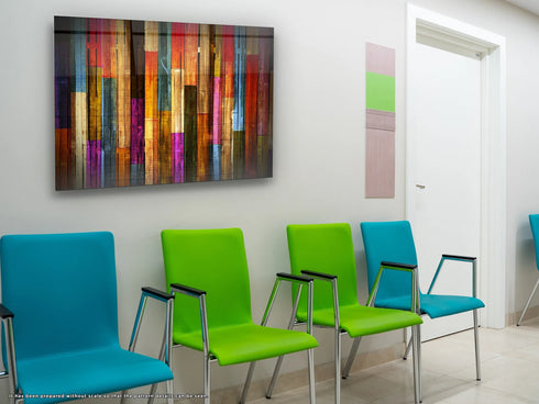 Colorful Wooden Glass Wall Art Durable Glass Printing Art Wall Hangings Modern Glass Art Large Glass Panel