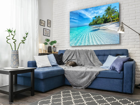 Sea Glass Wall Art Ocean Glass Wall Art Tempered Large Glass Wall Art Housewarming Gift Sea Glass Art Printing Seascape Wall Art