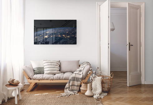 World from Space Tempered Glass Wall Art